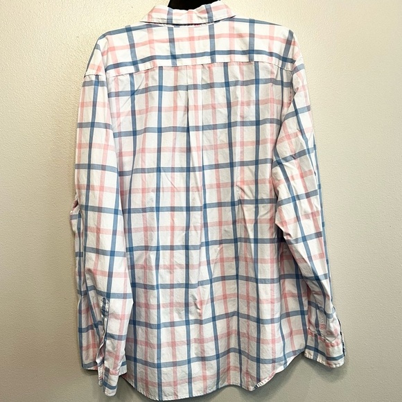 Vineyard Vines Mens XL Murray Plaid Cotton Button Down Dress Shirt Blue Pink - Picture 6 of 6